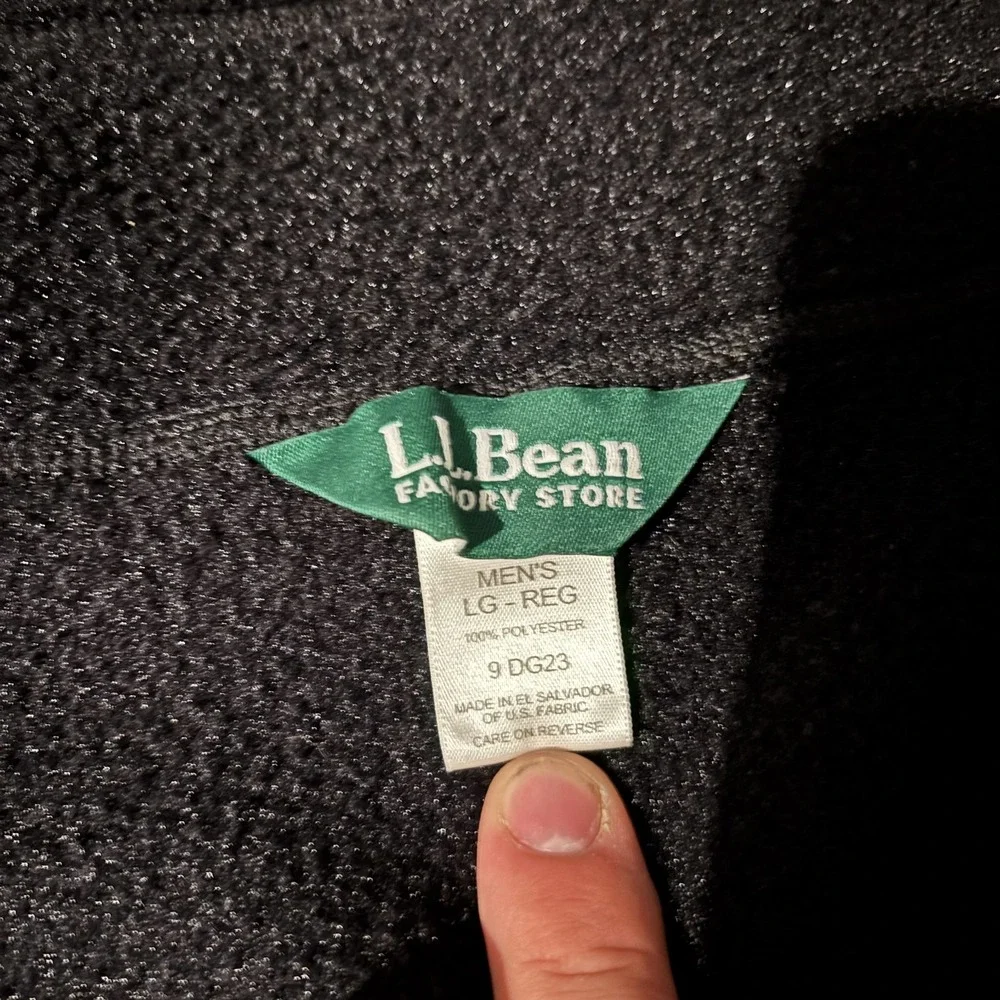 LL Bean Fleece Jacket Mens LR Black Pockets Mock Neck Outdoor Warm Full Zip Warm